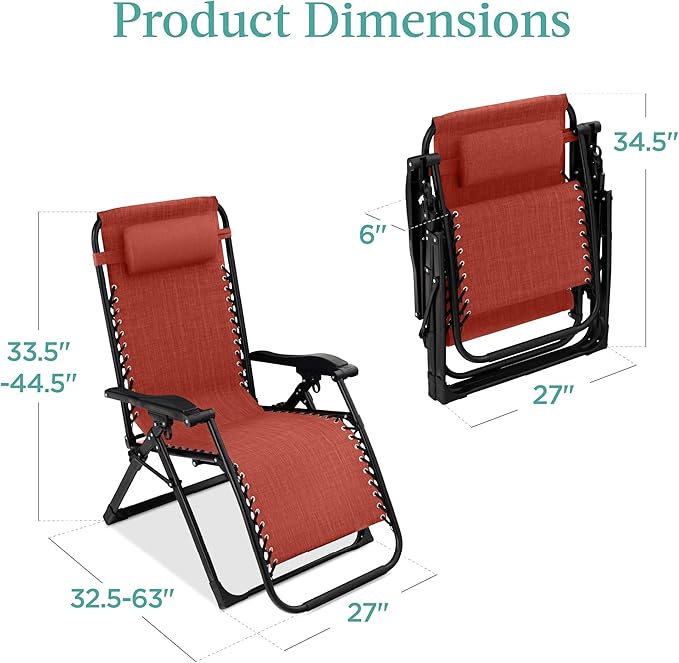 Best Choice Products Oversized Zero Gravity Chair, Folding Outdoor Patio - Image 2