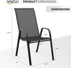 VINGLI Patio Chairs Set of 6 – Stackable Outdoor Dining Chairs - Image 3