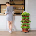 Strawberry Vertical Planter, 5 Tiered Stacking Garden Tower, Stackable Herb - Image 5