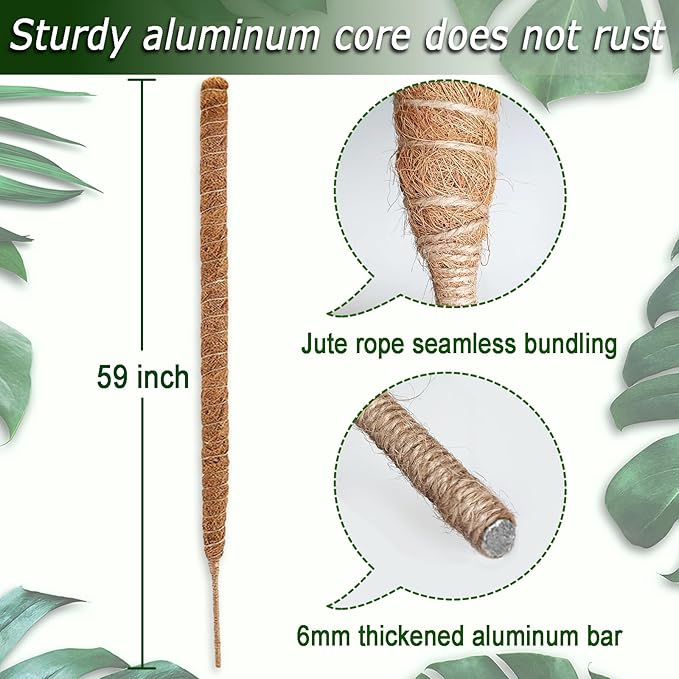 Moss Pole for Plants Monstera, 59 Inch Tall Bendable Moss Poles for Climbing - Image 2