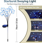 Solar Garden Lights 2 Pack Waterproof Swaying Starburst Light Solar Outdoor - Image 2