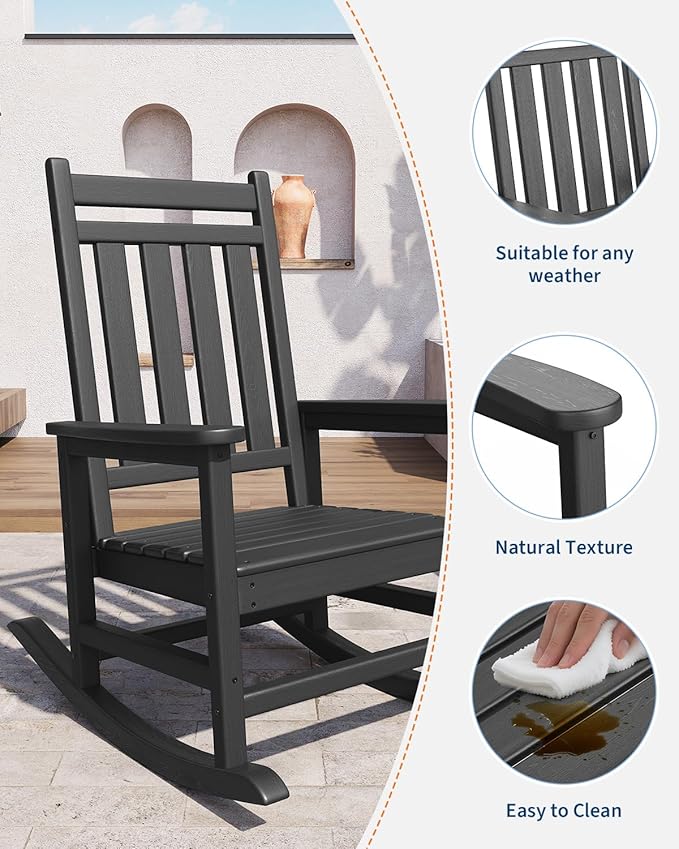 GarveeLife Poly Lumber Rocking Chair Outdoor Set of 6 - Image 3