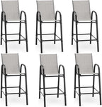 HOMREST Outdoor Bar Height Stools Set of 6, High Back Patio Chairs by HOMREST