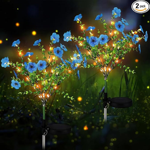 2 Pack Solar Stake Lights Outdoor Decor Waterproof Mums Artificial Flowers by Glooglitter