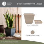 The HC Companies 12 Inch Eclipse Square Planter Pots w/Drainage Holes & - Image 2