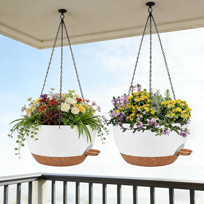 2 Pack 12 Inch Self Watering Hanging Planters - Image 5