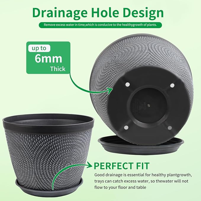 Quarut 4 Pack 6 Inch Flower Pots Planters - Image 4