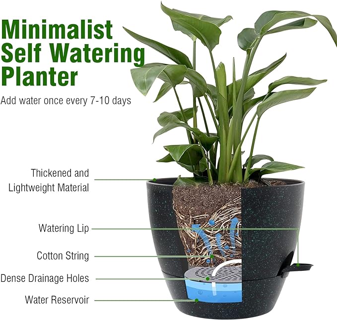12 inch Large Self Watering Pots, Plant Pots - Image 4