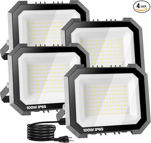 4 Pack LED Flood Lights Outdoor, 100W 10000LM Super Bright Floodlight Outside by LEDDICTIVE