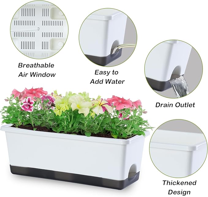 Window Box Planter 8 Pcs, 17 Inches Rectangle Flower Pots - Image 3