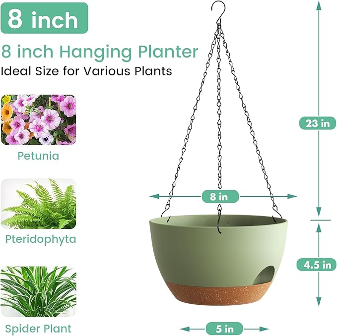 4 Pack 8 Inch Self Watering Hanging Planters - Image 3