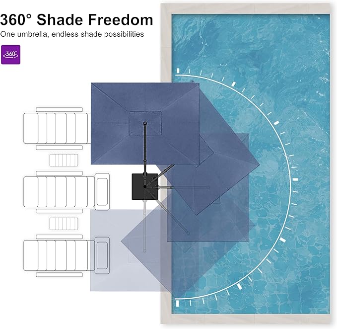 PURPLE LEAF 10' X 13' Rectangle Cantilever Umbrella - Image 8