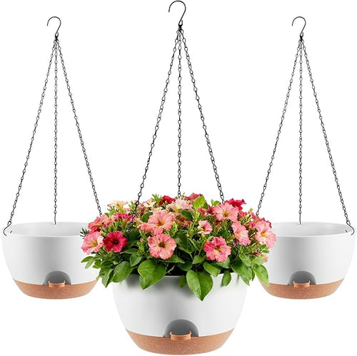 3-Piece Set of 10-Inch Hanging Planters by Unknown