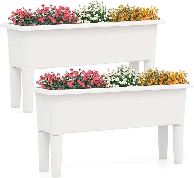 Giantex Raised Garden Beds Outdoor Set of 2, Self-Watering Planter Box by Giantex