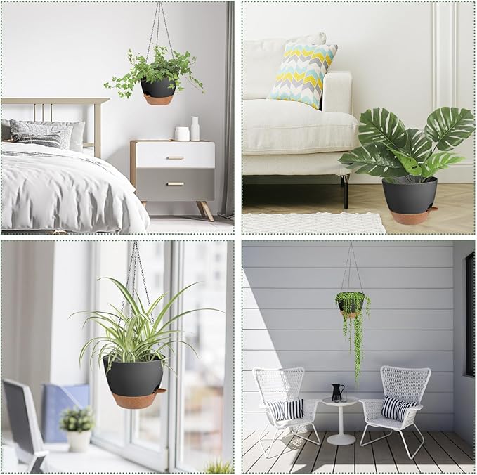 Hanging Planters for Indoor Outdoor Plants, 1 Set Self Watering Hanging Pot - Image 7