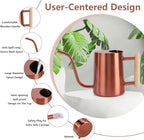 Watering Can Indoor Plants, 35oz Small Stainless Steel Metal Watering Can - Image 6