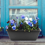 LEXININ 6 Pack 17 Inch Black Plastic Rectangular Window Planter Box, Window - Image 7
