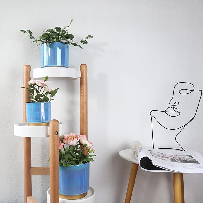 Gepege Ceramic Pots for Plants, Rainbow Pearl Glaze Planter - Image 9
