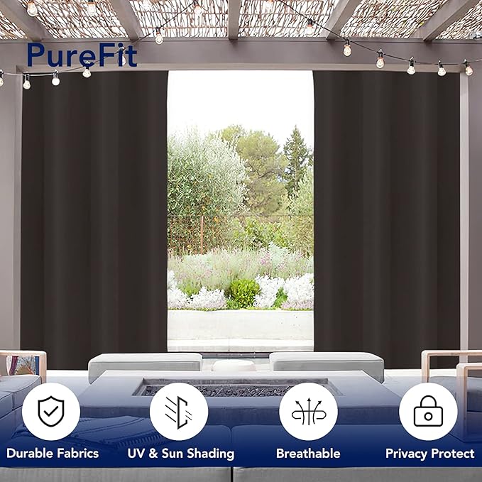 PureFit Outdoor Curtains for Patio Waterproof Weatherproof, UV Resistant - Image 3