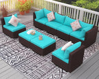 NICESOUL 8 Piece Outside Furniture Set, 29.3'' High Back Deep Seating Wicker - Image 3