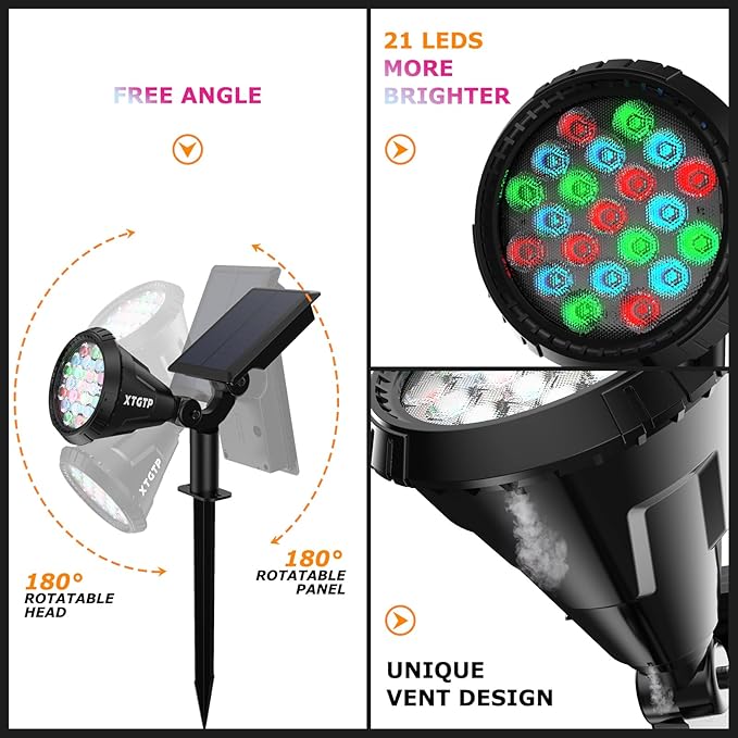 Solar Spotlights Outdoor Color Changing, 180°Adjustable Flag Pole Lights - Image 7