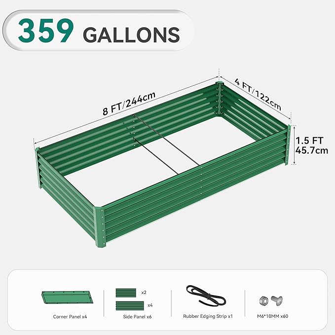 YITAHOME 2pcs 8x4x1.5 in Galvanized Raised Garden Bed Kit, Large Metal Planter - Image 8