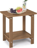 LUE BONA Adirondack Outdoor Side Table, 2-Tier Brown-Oil HDPS Patio End Table by LUEBONA