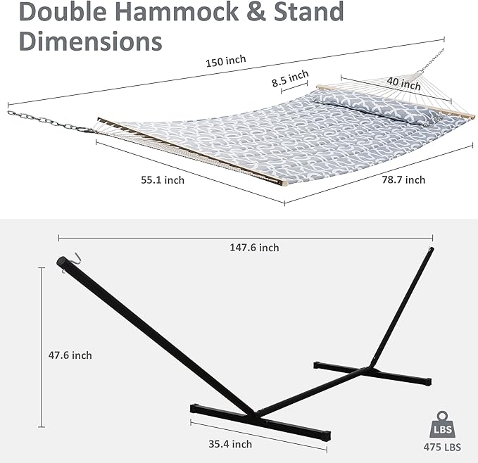 SUNCREAT 55 Inch Extra Large Double Hammock - Image 4