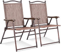 Giantex Set of 2 Patio Folding Chairs, Outdoor Patio Dining Chairs w/Armrest by Giantex