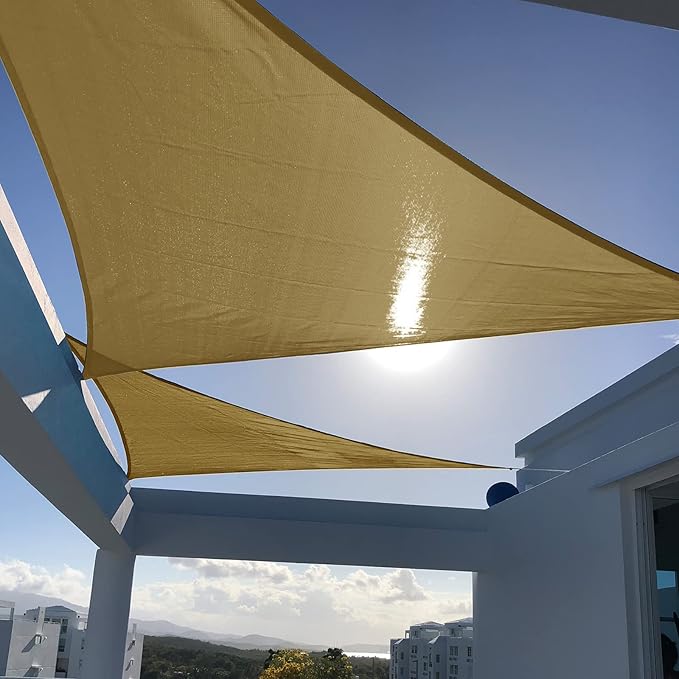SUNNY GUARD Custom Size 16'x20'x25.6' Triangle Sand UV Block Sunshade by SUNNYGUARD