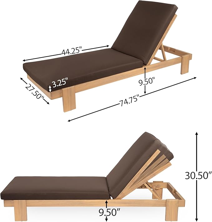 Christopher Knight Home Duska Acacia Wood Chaise Lounge Chair Set of 2 - Image 2