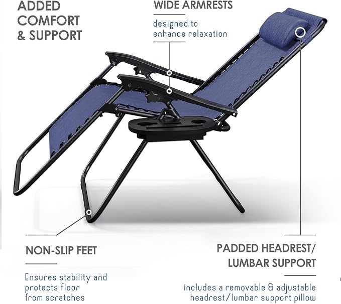 Nestl Zero Gravity Chairs Set of 2, Patio Lounge Chair Outdoor - Image 6