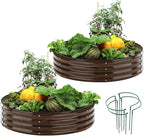 Galvanized Metal Planter Round Raised Garden Bed Kit by ZFHgarden