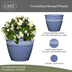 Classic Home and Garden Corinthian Resin Flower Pot Planter, Slate Blue - Image 2