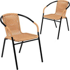 EMMA + OLIVER Set of 2 Modern Rattan Indoor/Outdoor Stack Chairs, Stacking - Image 3