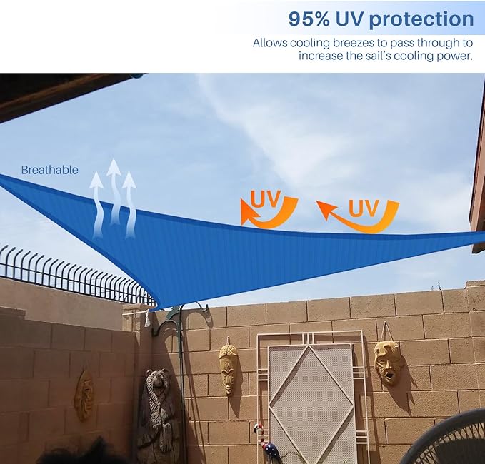 E&K Sunrise 2' x 2' x 2' Sun Shade Sail Triangle Canopy Shade Cover UV Block - Image 5