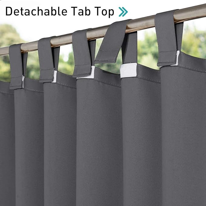 NICETOWN Outdoor Curtain for Patio Waterproof 95 inch Length, Sticky Tab Top - Image 6
