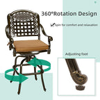 VIVIJASON 3-Piece Outdoor Swivel Bar Stools Set, All Weather Cast Aluminum - Image 3