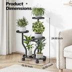 Plant Stand with Wheels 3 Tier Metal Plant Holder Corner Flower Shelf - Image 2