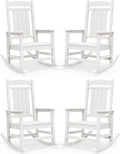 SERWALL Outdoor Rocking Chairs Set of 4, Oversized HDPE Porch Rockers by SERWALL