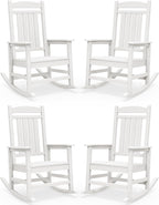 SERWALL Outdoor Rocking Chairs Set of 4, Oversized HDPE Porch Rockers by SERWALL