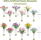 Alupssuc 32 Bundles Artificial Flowers - Image 3