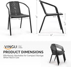 VINGLI PE Rattan Outdoor Dining Chairs Set of 2, Plastic Stackable Patio Chairs - Image 3