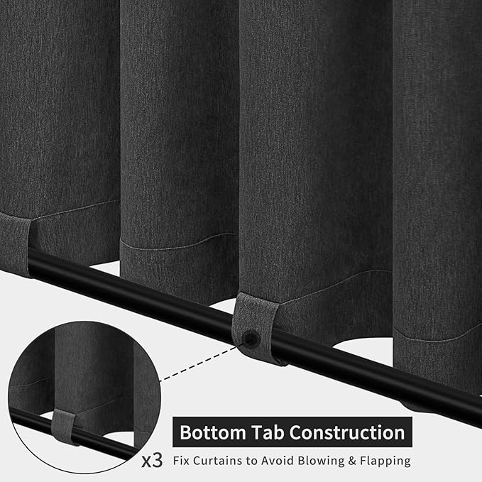 Easy-Going Linen Look Outdoor Curtains Waterproof Windproof Porch Curtains - Image 4