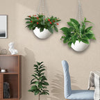 4 Pack 8 inch Plastic Self Watering Hanging Planters, Round Hanging Basket - Image 7