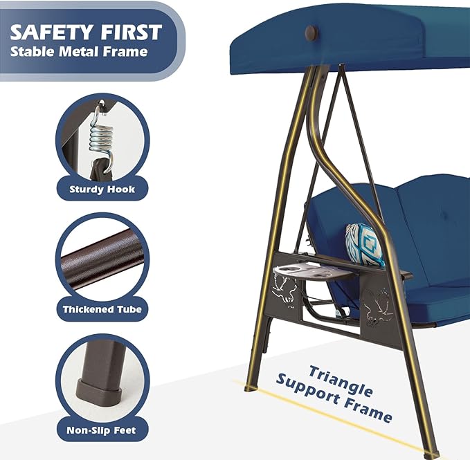 3-Seat Outdoor Porch Swing - Image 3