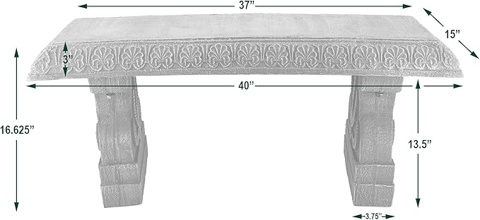 Arcadia Garden Products Outdoor Fiberclay Garden Bench - Image 3