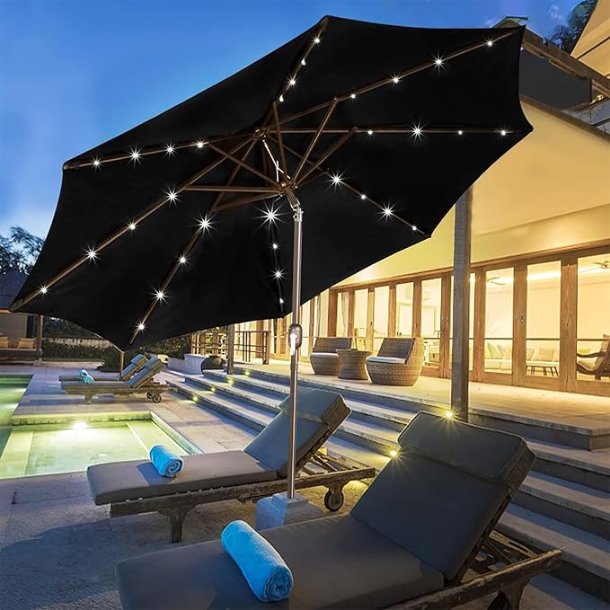 Blissun 9 ft Solar Umbrella, 32 LED Lighted Patio Umbrella, Table Market - Image 6