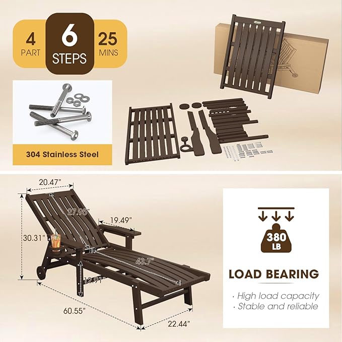 Patio Chaise Lounge Chair, Oversized Lounge Chair Outdoor - Image 2