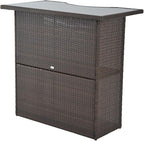 Outsunny 5 Pcs Rattan Wicker Bar Set, High Top Outdoor Table and Chairs - Image 4